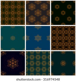 Set of seamless ornament on background. Wallpaper pattern