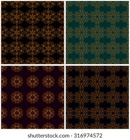 Set of seamless ornament on background. Wallpaper pattern
