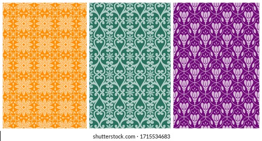 set of seamless ornament pattern. Vector illustration design. Universal background design. multi color pattern.