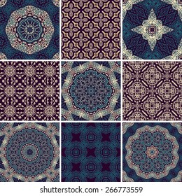 Set of seamless ornamental ethnic patterns