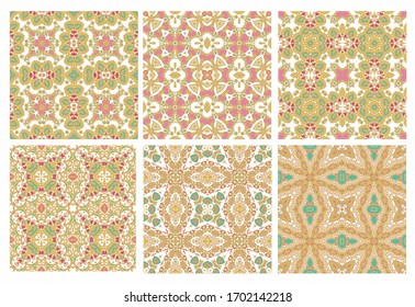 Set of seamless ornamental textures on white background