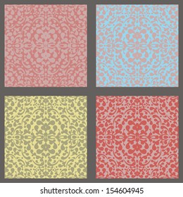set of seamless ornaments with pale floral decoration