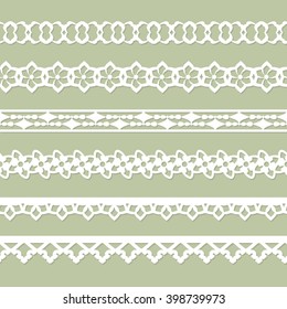 set of seamless paper laces on the green background