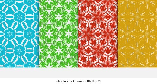 set of seamless pattern. abstract floral ornament. vector illustration. For design, wallpaper, background fills, card, banner. multicolor