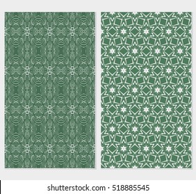 set of seamless pattern. abstract floral ornament. vector illustration. For design, wallpaper, background fills, card, banner. green color