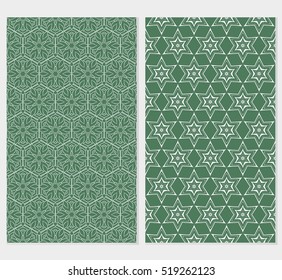 set of seamless pattern. abstract floral ornament. vector illustration. For design, wallpaper, background fills, card, banner. green color