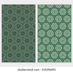 set of seamless pattern. abstract floral ornament. vector illustration. For design, wallpaper, background fills, card, banner. green color