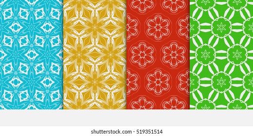 set of seamless pattern. abstract floral ornament. vector illustration. For design, wallpaper, background fills, card, banner. multicolor