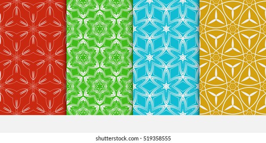 set of seamless pattern. abstract floral ornament. vector illustration. For design, wallpaper, background fills, card, banner. multicolor