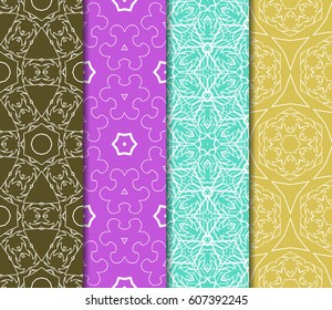 set of seamless pattern. abstract floral ornament. vector illustration. For design, wallpaper, background fills, card, banner. Multicolor