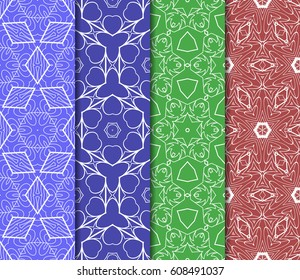 set of seamless pattern. abstract floral ornament. vector illustration. For design, wallpaper, background fills, card, banner. Multicolor