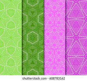 set of seamless pattern. abstract floral ornament. vector illustration. For design, wallpaper, background fills, card, banner. Multicolor