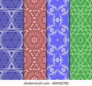 set of seamless pattern. abstract floral ornament. vector illustration. For design, wallpaper, background fills, card, banner. Multicolor
