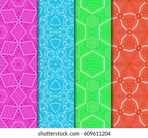 set of seamless pattern. abstract floral ornament. vector illustration. For design, wallpaper, background fills, card, banner. Multicolor