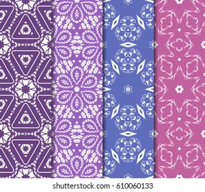 set of seamless pattern. abstract floral ornament. vector illustration. For design, wallpaper, background fills, card, banner. Multicolor