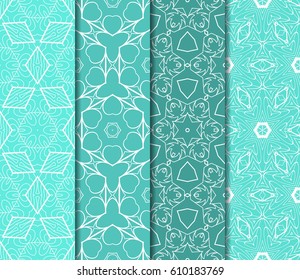 set of seamless pattern. abstract floral ornament. vector illustration. For design, wallpaper, background fills, card, banner. Multicolor