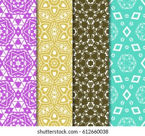 set of seamless pattern. abstract floral ornament. vector illustration. For design, wallpaper, background fills, card, banner. Multicolor