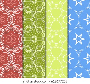 set of seamless pattern. abstract floral ornament. vector illustration. For design, wallpaper, background fills, card, banner. Multicolor