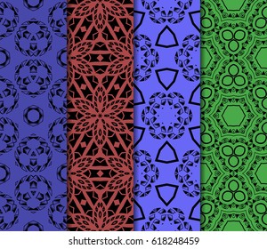 set of seamless pattern. abstract floral ornament. vector illustration. For design, wallpaper, background fills, card, banner. Multicolor