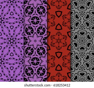 set of seamless pattern. abstract floral ornament. vector illustration. For design, wallpaper, background fills, card, banner. Multicolor