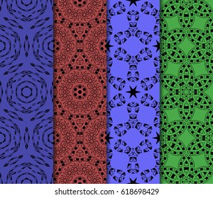 set of seamless pattern. abstract floral ornament. vector illustration. For design, wallpaper, background fills, card, banner. Multicolor