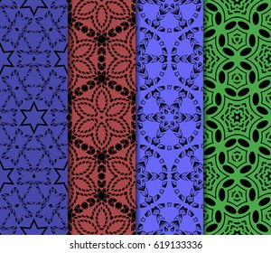 set of seamless pattern. abstract floral ornament. vector illustration. For design, wallpaper, background fills, card, banner. Multicolor