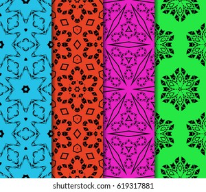 set of seamless pattern. abstract floral ornament. vector illustration. For design, wallpaper, background fills, card, banner. Multicolor