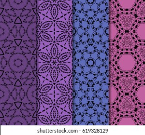 set of seamless pattern. abstract floral ornament. vector illustration. For design, wallpaper, background fills, card, banner. Multicolor
