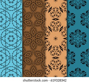 set of seamless pattern. abstract floral ornament. vector illustration. For design, wallpaper, background fills, card, banner. Multicolor