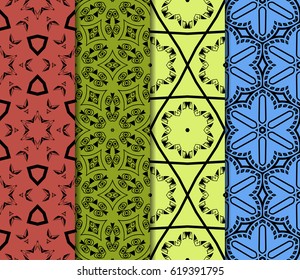 set of seamless pattern. abstract floral ornament. vector illustration. For design, wallpaper, background fills, card, banner. Multicolor