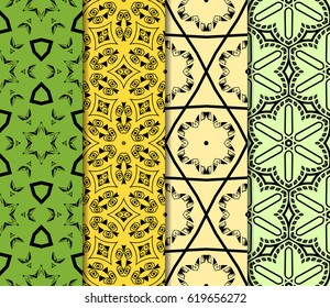 set of seamless pattern. abstract floral ornament. vector illustration. For design, wallpaper, background fills, card, banner. Multicolor
