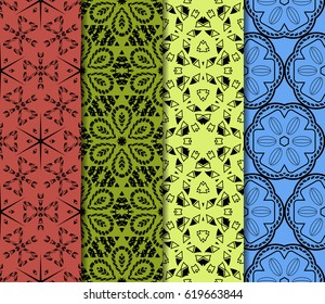 set of seamless pattern. abstract floral ornament. vector illustration. For design, wallpaper, background fills, card, banner. Multicolor