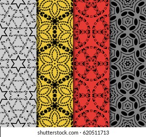 set of seamless pattern. abstract floral ornament. vector illustration. For design, wallpaper, background fills, card, banner. Multicolor