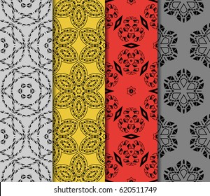 set of seamless pattern. abstract floral ornament. vector illustration. For design, wallpaper, background fills, card, banner. Multicolor
