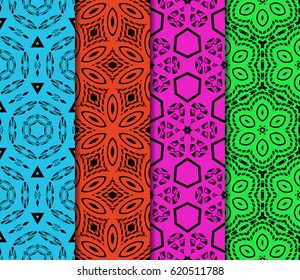 set of seamless pattern. abstract floral ornament. vector illustration. For design, wallpaper, background fills, card, banner. Multicolor