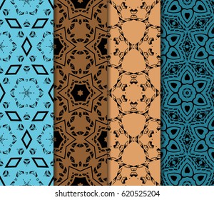 set of seamless pattern. abstract floral ornament. vector illustration. For design, wallpaper, background fills, card, banner. Multicolor