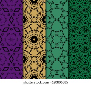 set of seamless pattern. abstract floral ornament. vector illustration. For design, wallpaper, background fills, card, banner. Multicolor