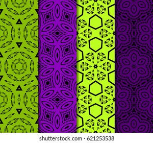 set of seamless pattern. abstract floral ornament. vector illustration. For design, wallpaper, background fills, card, banner. Multicolor