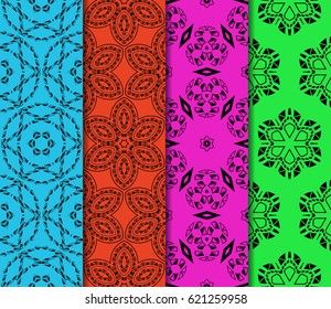 set of seamless pattern. abstract floral ornament. vector illustration. For design, wallpaper, background fills, card, banner. Multicolor