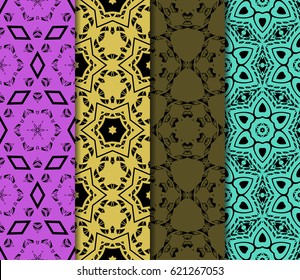 set of seamless pattern. abstract floral ornament. vector illustration. For design, wallpaper, background fills, card, banner. Multicolor