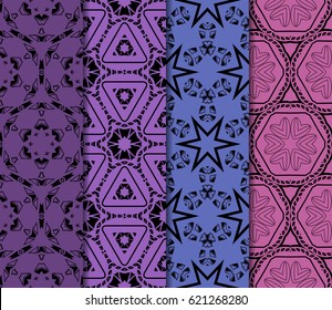 set of seamless pattern. abstract floral ornament. vector illustration. For design, wallpaper, background fills, card, banner. Multicolor