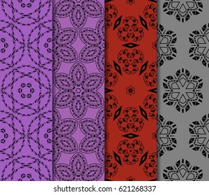 set of seamless pattern. abstract floral ornament. vector illustration. For design, wallpaper, background fills, card, banner. Multicolor