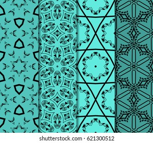 set of seamless pattern. abstract floral ornament. vector illustration. For design, wallpaper, background fills, card, banner. Multicolor