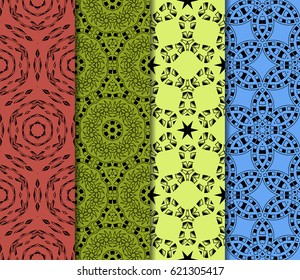 set of seamless pattern. abstract floral ornament. vector illustration. For design, wallpaper, background fills, card, banner. Multicolor