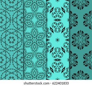 set of seamless pattern. abstract floral ornament. vector illustration. For design, wallpaper, background fills, card, banner. Multicolor