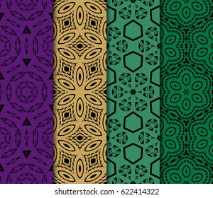 set of seamless pattern. abstract floral ornament. vector illustration. For design, wallpaper, background fills, card, banner. Multicolor