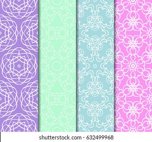 set of seamless pattern. abstract floral ornament. vector illustration. For design, wallpaper, background fills, card, banner. Multicolor