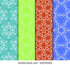 set of seamless pattern. abstract floral ornament. vector illustration. For design, wallpaper, background fills, card, banner. Multicolor