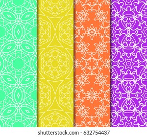 set of seamless pattern. abstract floral ornament. vector illustration. For design, wallpaper, background fills, card, banner. Multicolor
