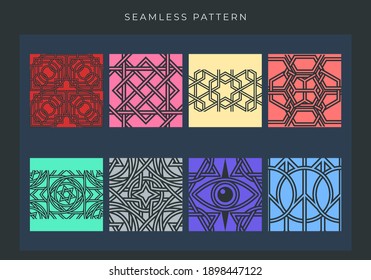 Set of seamless pattern for background, texture, textile, fabric. Geometry line modern pattern. Isolated on background. Eps 10 vector.